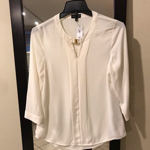 Cream Blouse with Gold Clasp detail